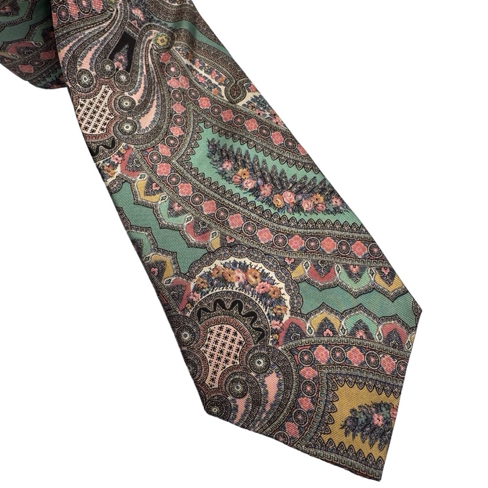 Liberty Of London Pastel Floral Paisley 100% Silk Tie Necktie Made in USA